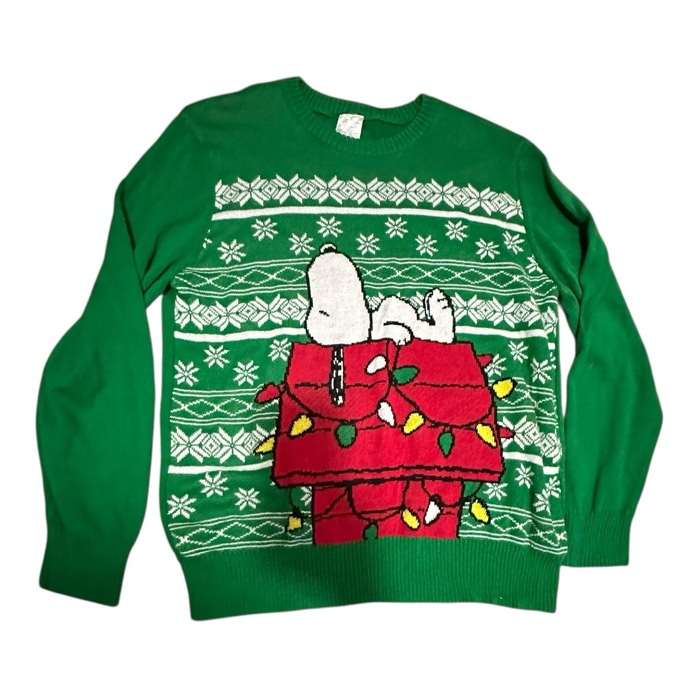 Peanuts Christmas Sweater – Men’s XL – Green Pullover - Picture 2 of 9